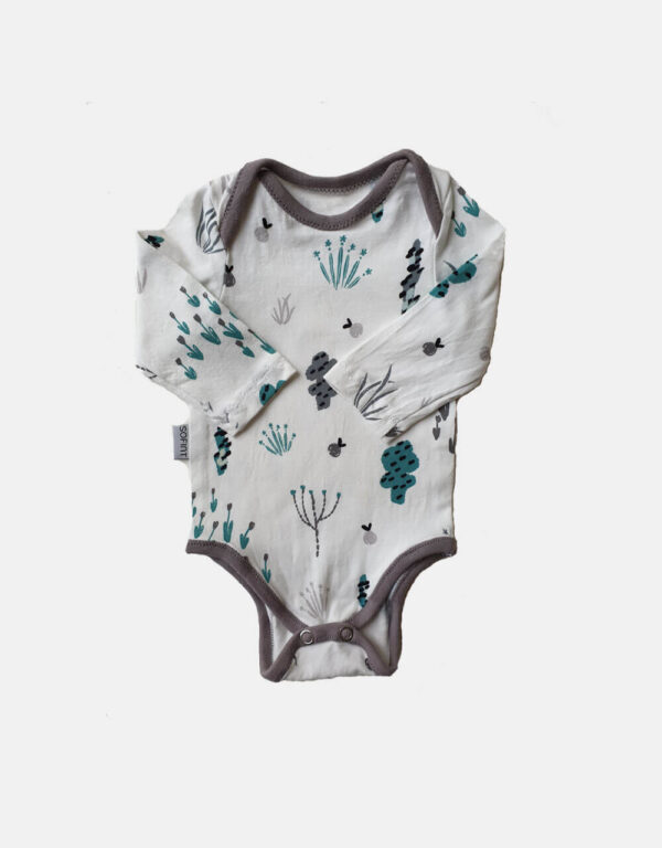 Body langarm weiß mit Sommerblumen, Gr. 62