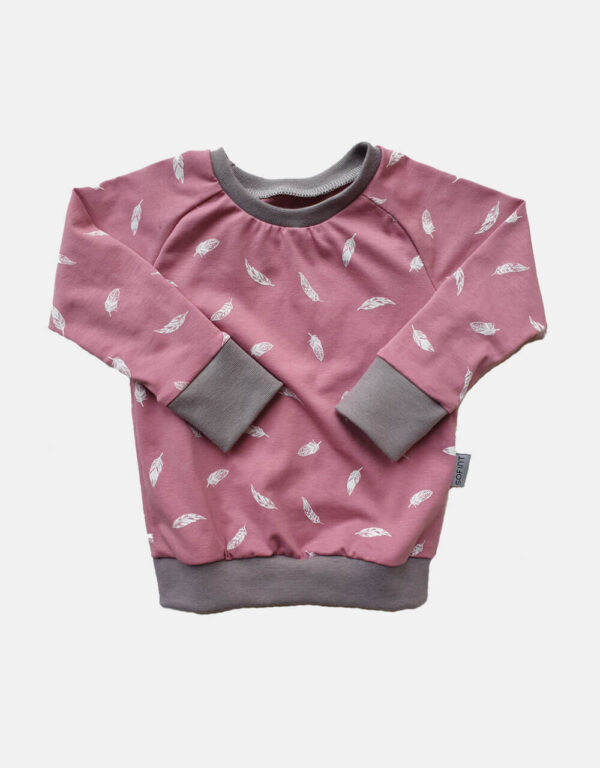 Langarm-Shirt altrosa mit Feder Langarm-Shirt altrosa mit Feder
