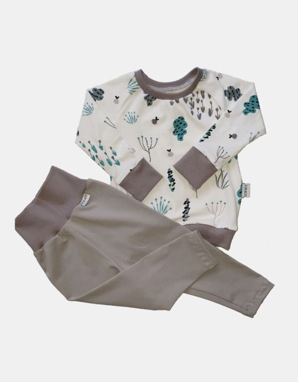 Langarm-Shirt + Leggings weiß mit Sommerblumen