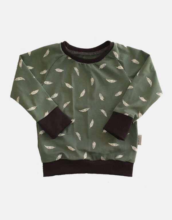 Langarm-Shirt grün mit Feder