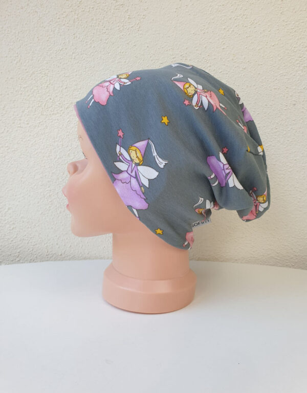 Wendemütze grau mit Fee / Prinzessin Wendemütze grau mit Fee / Prinzessin
