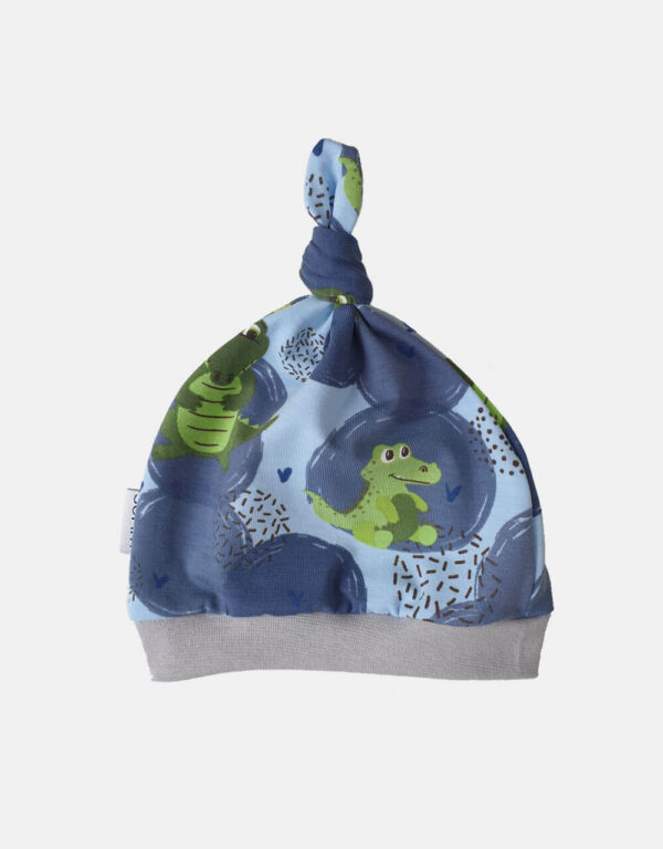Babymütze blau mit Krokodil