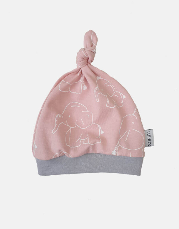 Babymütze hellrosa mit Elefant Babymütze hellrosa mit Elefant