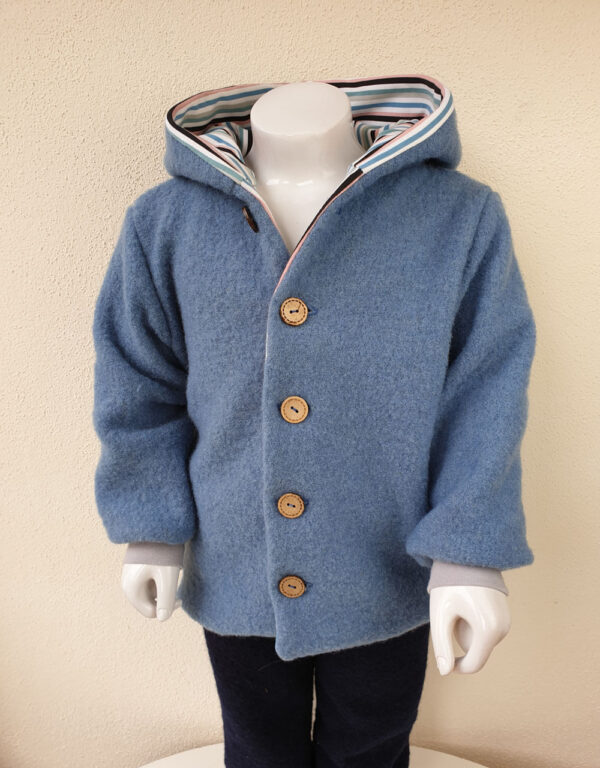 Walkjacke blau, bunte Streifen Walkjacke blau, bunte Streifen