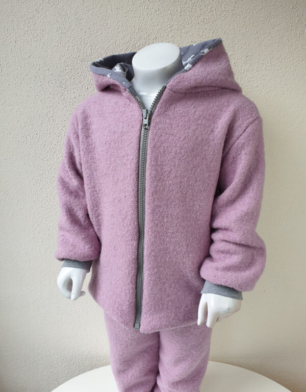 Walkjacke rosa, grau mit Kaninchen Walkjacke rosa, grau mit Kaninchen