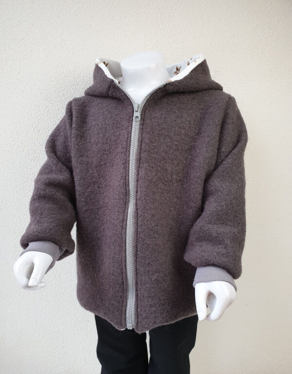 Walkjacke taupe, weiß mit braunen Blumen Walkjacke taupe, weiß mit braunen Blumen
