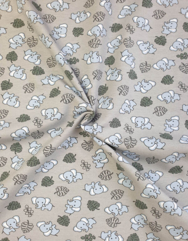#J027 Bio-Jersey blau-grau-grün mit Elefant #J027 Bio-Jersey blau-grau-grün mit Elefant