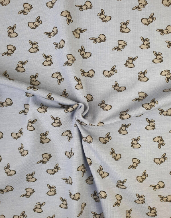 #J030 Jersey hellblau mit Kaninchen #J030 Jersey hellblau mit Kaninchen