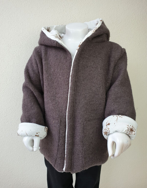 Walkjacke taupe, weiß mit Pusteblume Walkjacke taupe, weiß mit Pusteblume
