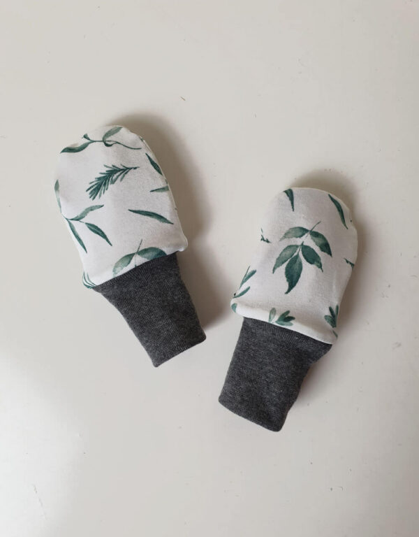 Handschuhe grüne Blätter und Zweige, Futter aus Nicki Handschuhe grüne Blätter und Zweige, Futter aus Nicki