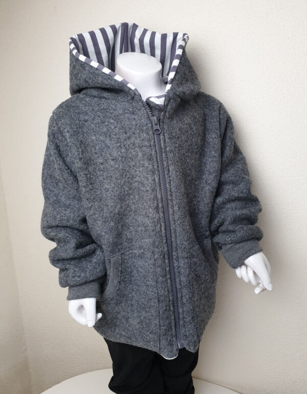 Walkjacke dunkelgrau, Jersey gestreift grau / weiß Walkjacke dunkelgrau, Jersey gestreift grau / weiß