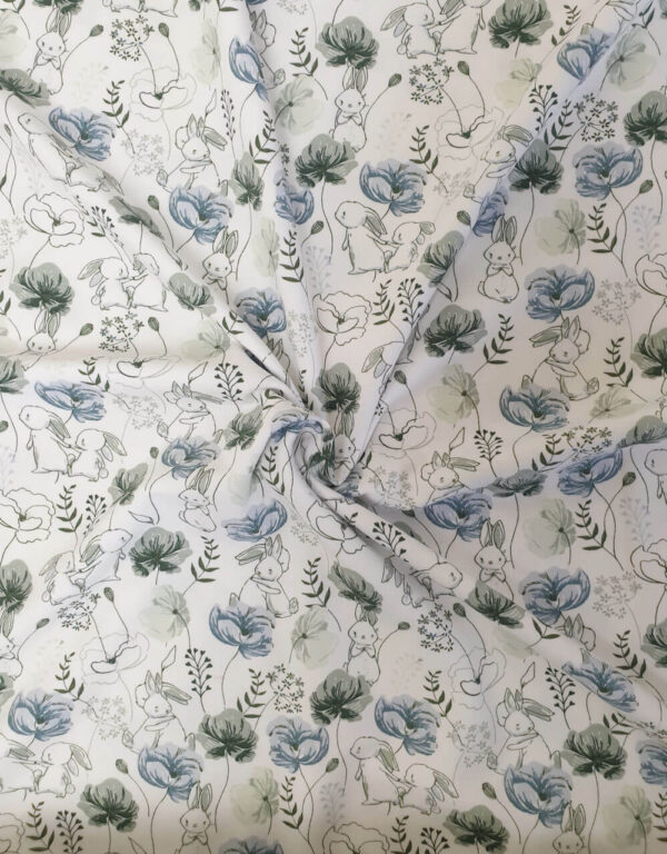 #J074 Jersey weiß mit Blumen und Hasen #J074 Jersey weiß mit Blumen und Hasen