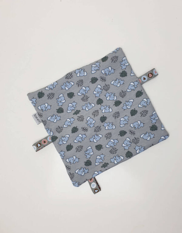 Schmusetuch Bio-Jersey blau-grau-grün mit Elefant Schmusetuch Bio-Jersey blau-grau-grün mit Elefant