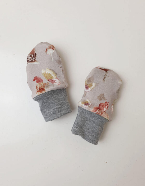 Handschuhe Bio-Jersey sand mit Zwerge, Futter aus Nicki Handschuhe Bio-Jersey sand mit Zwerge, Futter aus Nicki