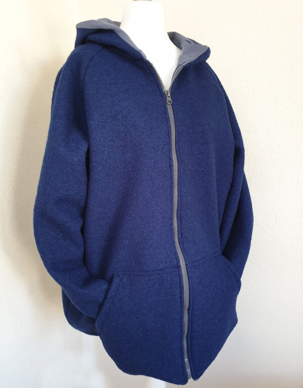 Damenjacke aus Walk jeans-blau, Jersey blau (gerade)