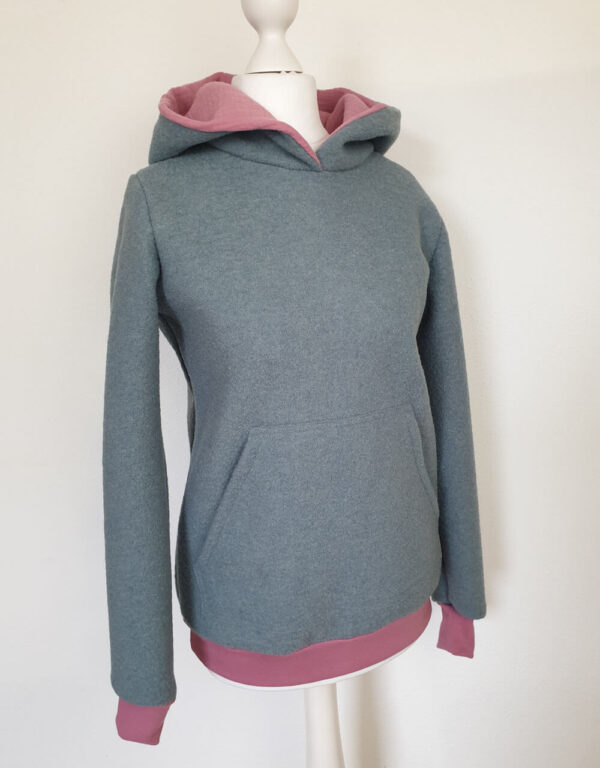 Damen Pullover / Hoodie aus Walk mintgrün, altrosa (tailliert) Damen Pullover / Hoodie aus Walk mintgrün, altrosa (tailliert)