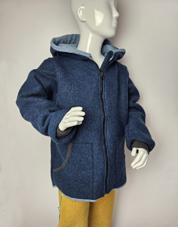 Walkjacke jeansblau, Musselin blau mit Strichen Walkjacke jeansblau, Musselin blau mit Strichen