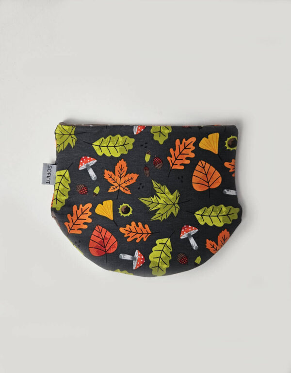 Wendemütze French Terry dunkelgrau mit Herbstblättern, Gr. 52 Wendemütze French Terry dunkelgrau mit Herbstblättern, Gr. 52