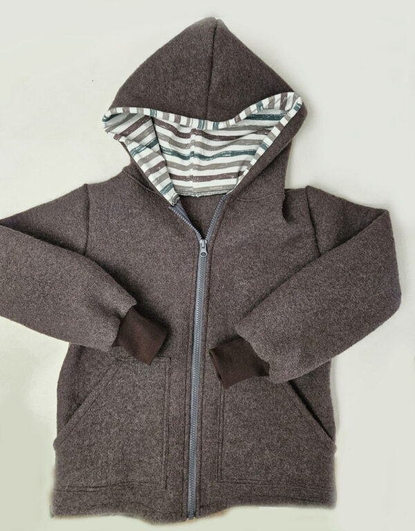 Walkjacke taupe, Jersey gestreift taupe