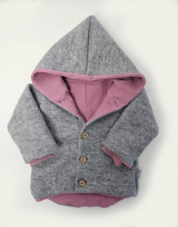 Walkjacke hellgrau, Musselin altrosa Walkjacke hellgrau, Musselin altrosa
