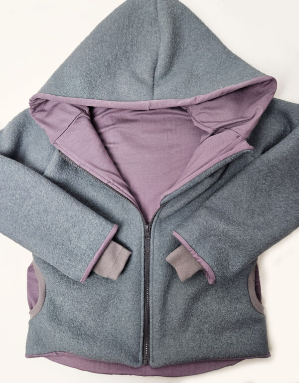 Walkjacke mintgrün, Jersey Tricot de Lux flieder