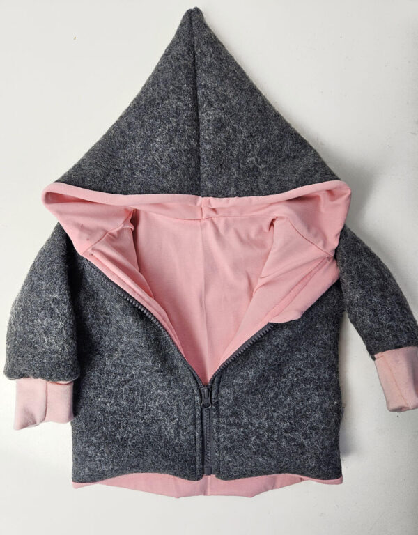 Walkjacke dunkelgrau, Jersey pfirsich