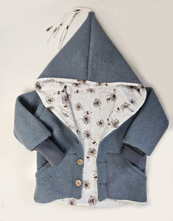 Walkjacke mintgrün, Jersey weiß mit Pusteblume