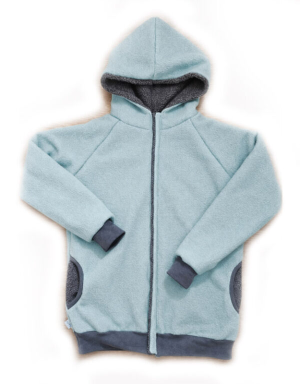 Damenjacke aus Walk mint, Teddy dunkelgrau (gerade)