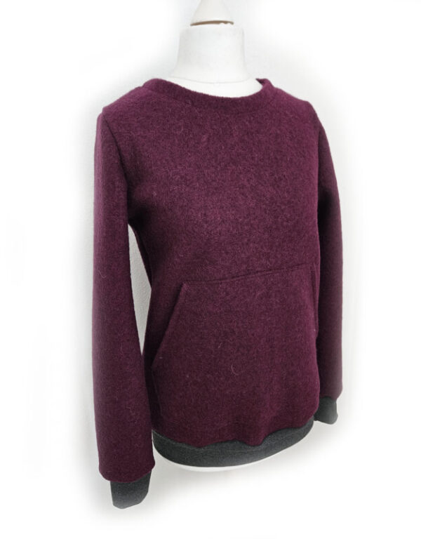 Damen Pullover / Hoodie aus Walk purpur (tailliert)