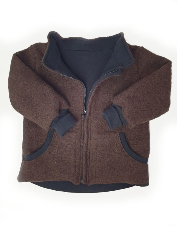 Walkjacke braun, Bio-Jersey schwarz Walkjacke braun, Bio-Jersey schwarz