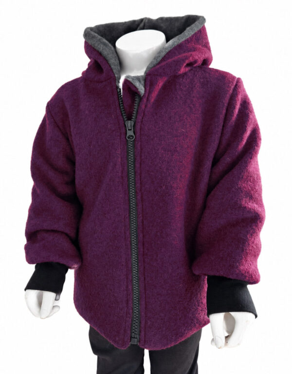 Walkjacke purpur, Alpenfleece dunkelgrau